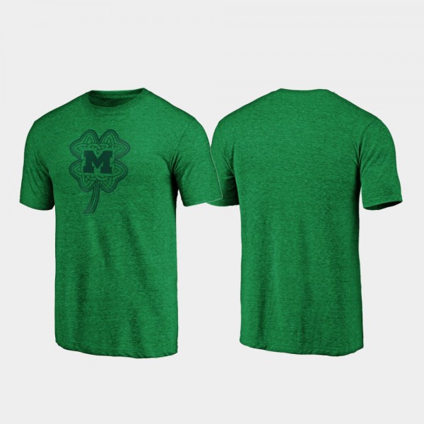 Michigan Mens T-Shirt Green College Celtic Charm Tri-Blend St. Patrick's Day