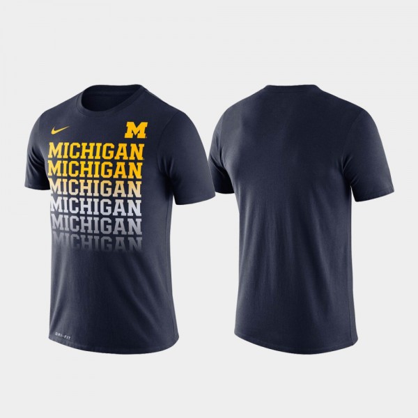 Michigan Wolverines Men T-Shirt Navy College Fade Performance