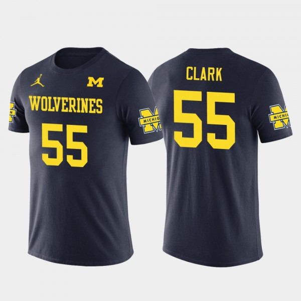 Michigan Wolverines #55 Mens Frank Clark T-Shirt Navy Stitch Seattle Seahawks Football Future Stars